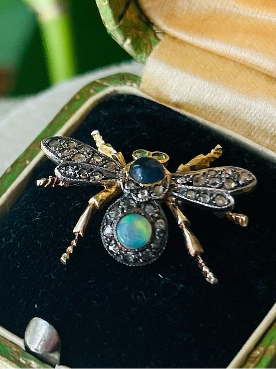 Antique Jewelry - Antique Insect Natural Gems Victorian Pendant